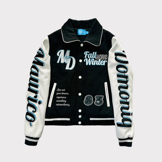 MD BLACK EMBROIDERED VARSITY JACKET